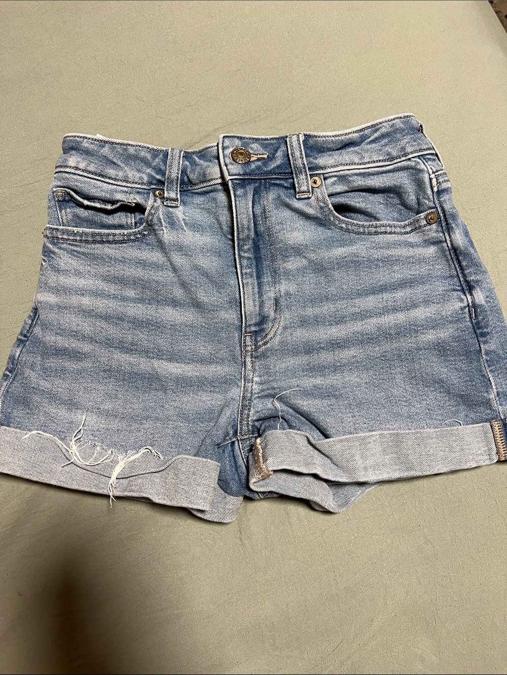 American Eagle Outfitters Light Blue Rolled-Hem Denim Shorts